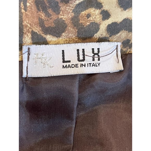 LUX Womens Animal Print Blazer Jacket Long Sleeve Single Breasted Black Brown M - Picture 5 of 6